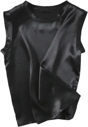 Women's Silk Satin Camisole Vest Summer Business Casual Sleeveless Silk Tank Top