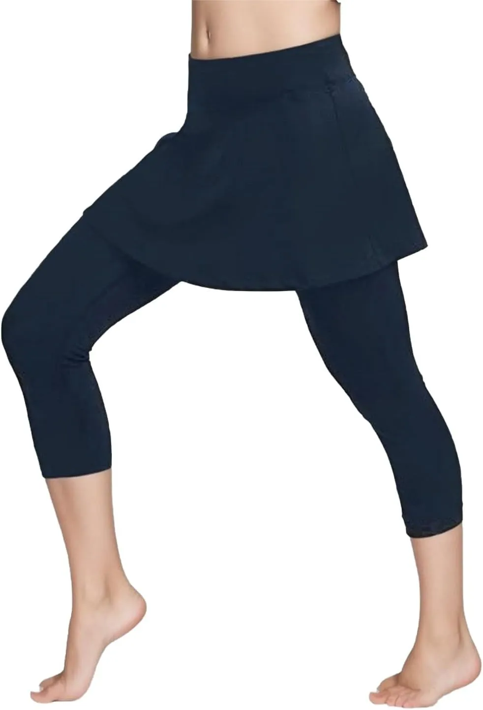 Women's Skirted Leggings Capri Skirt with Pockets Yoga Active Tights Pants Golf Tennis Workout Skort