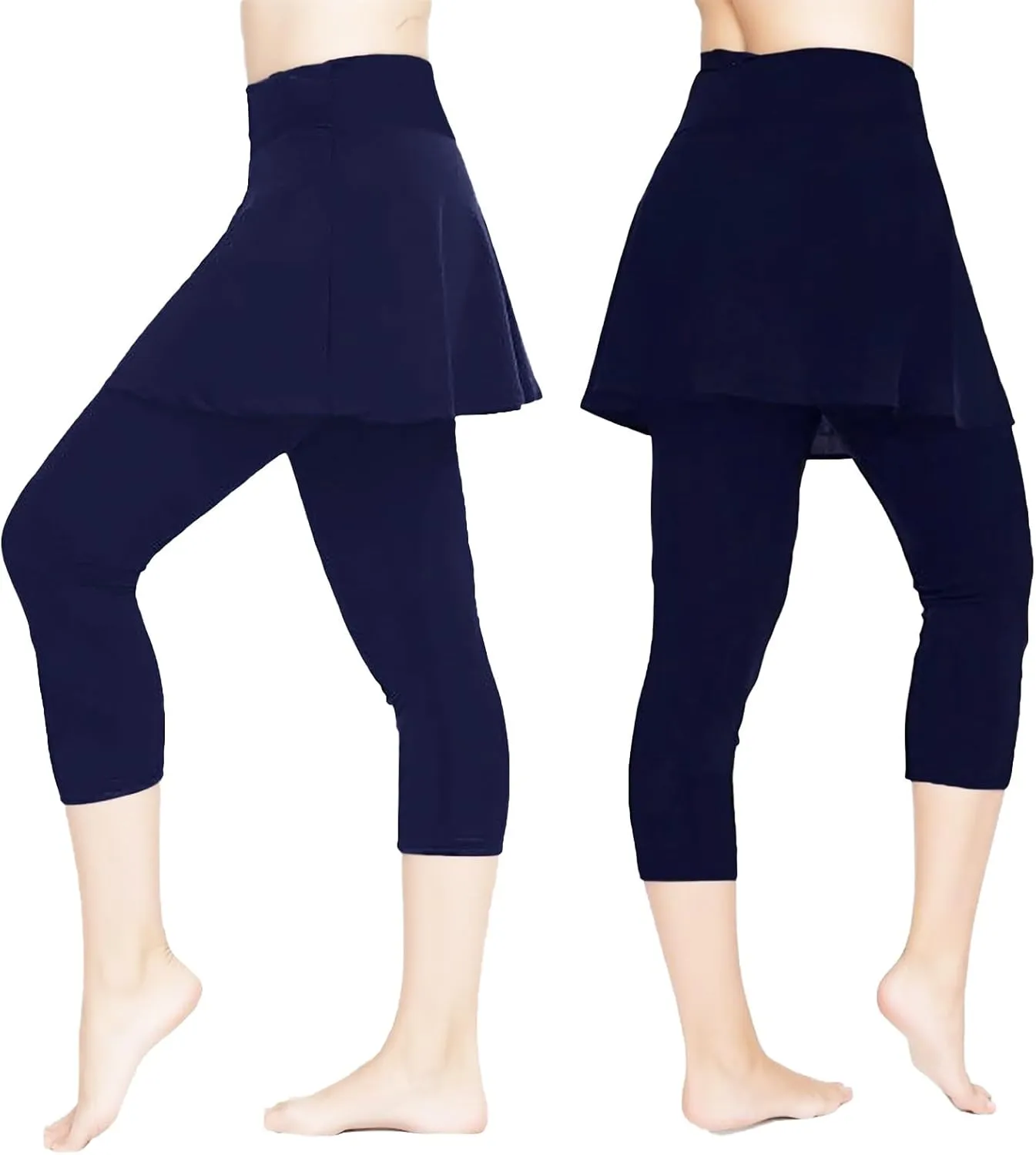 Women's Skirted Leggings Capri Skirt with Pockets Yoga Active Tights Pants Golf Tennis Workout Skort