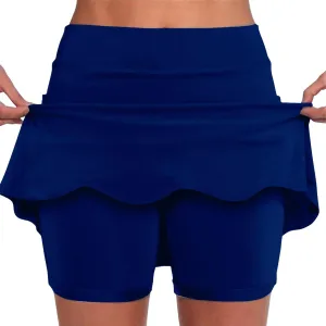 Womens Skorts with Pockets Summer Tummy Control Solid Yoga Shorts High Waist Baggy Casual Loose Fit Plus Size Skirt