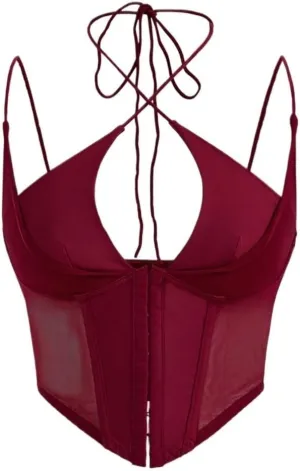 Womens Sleeveless Camisole Tank Tops Blouse Asymmetrical Spaghetti Strap Front Mesh Cami Top