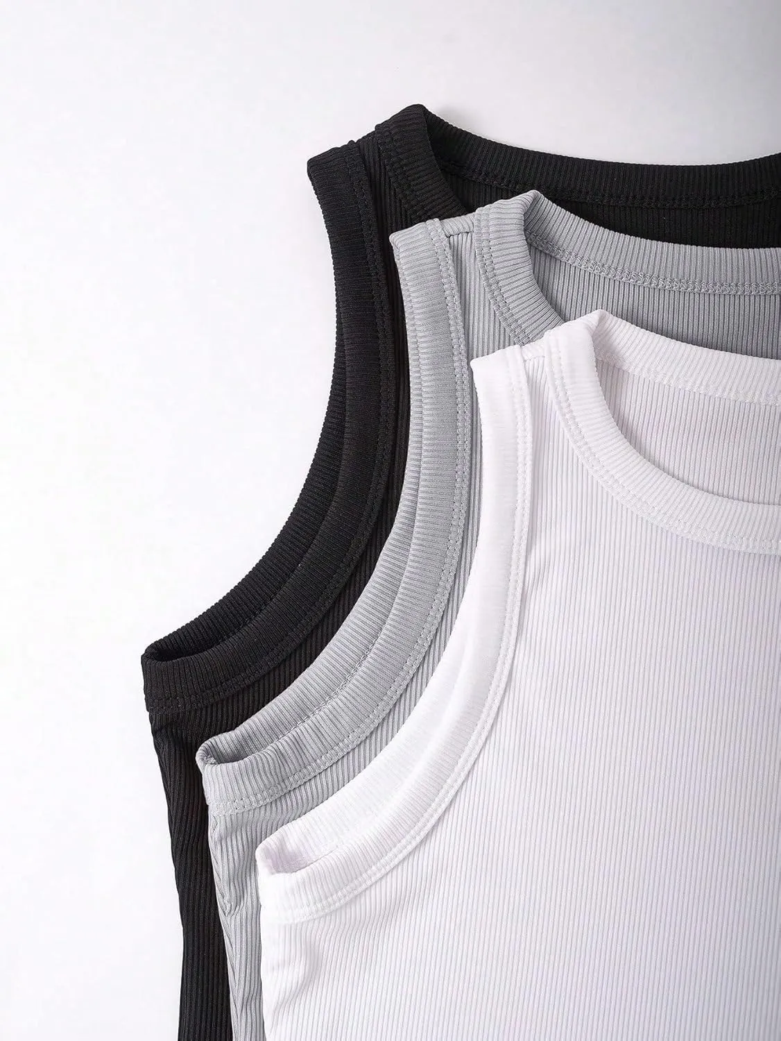 Womens Sleeveless Camisole Tank Tops Blouse Solid Color Round Neck Casual Tank Top