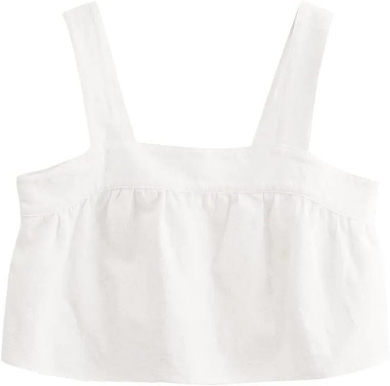 Women's Square Neck Peplum Ruffle Hem Sleeveless Babydoll Crop Tank Top Camisole