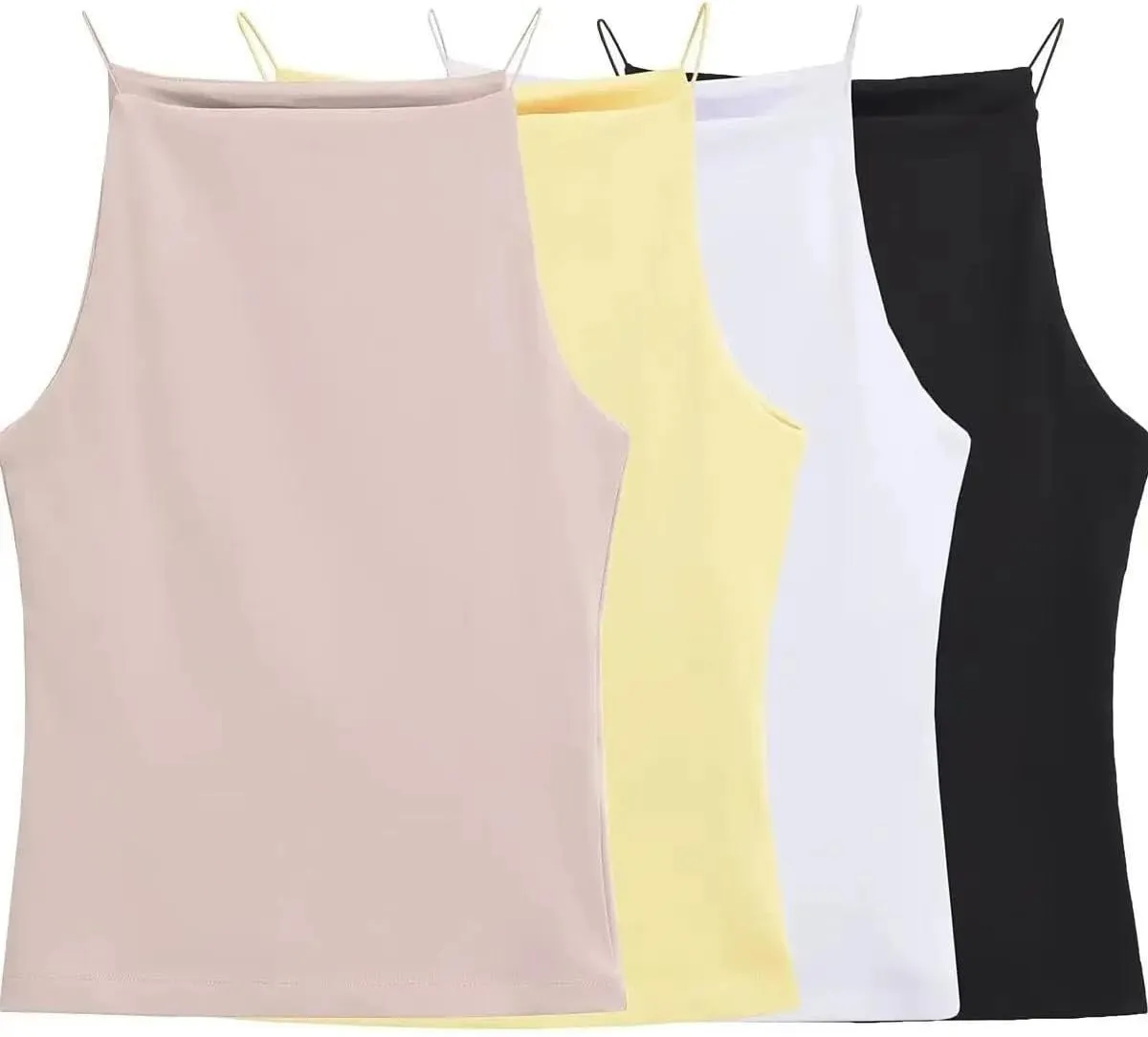 Women's Square Neck Tank Top Casual Sleeveless Slim Fit Solid Color Camisole
