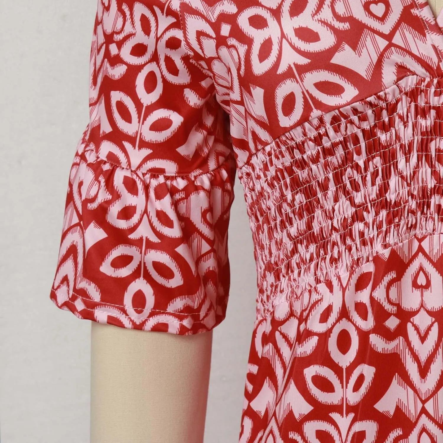 Womens Summer Maxi Dresses V Neck Floral Print Long Swing Dress 3/4 Sleeve Loose Casual Boho Beach Sun Dress