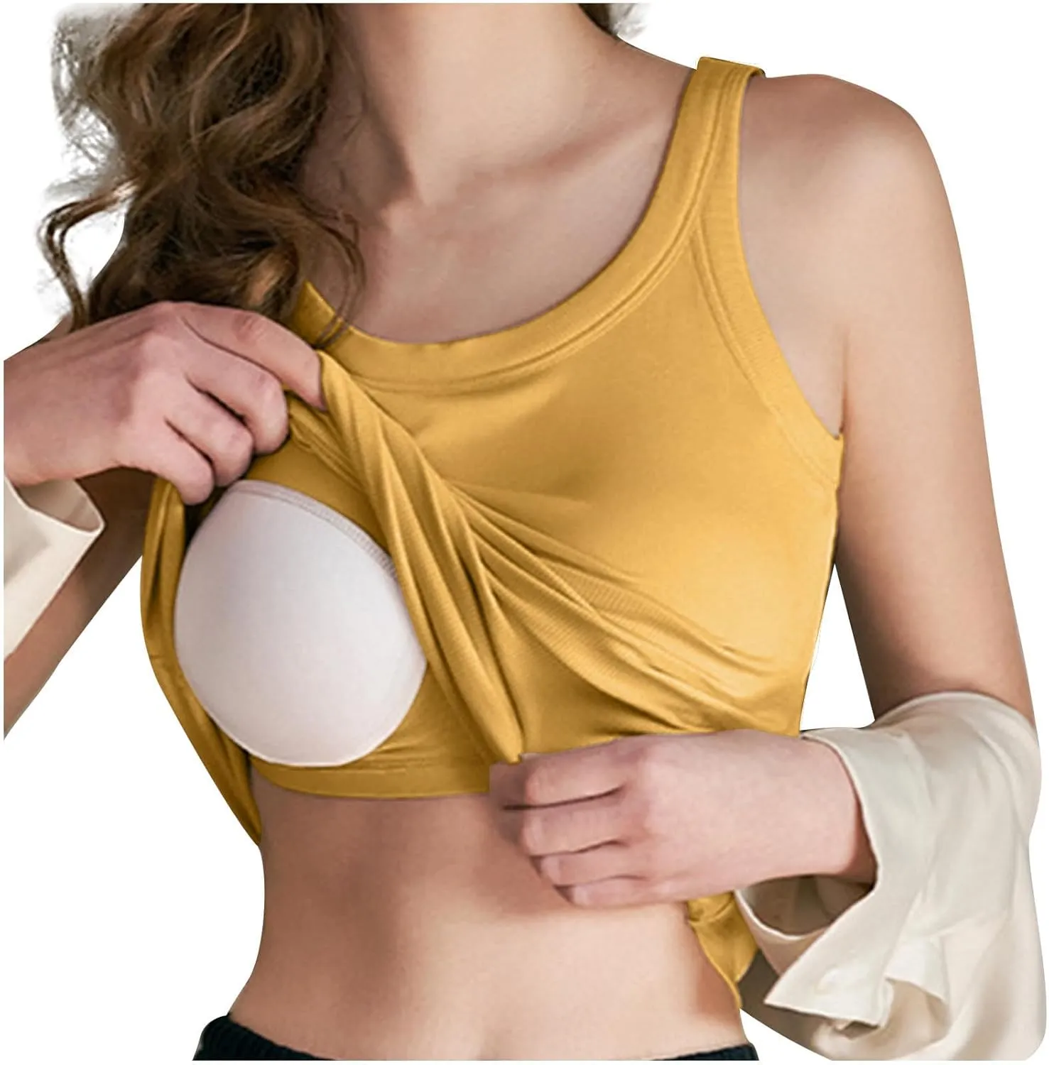 Women's Tank Top Built in Bra Sleeveless Ribbed Summer Shirts Slim Fit Basic Tees Comfy Padded Yoga Athletic Tshirts