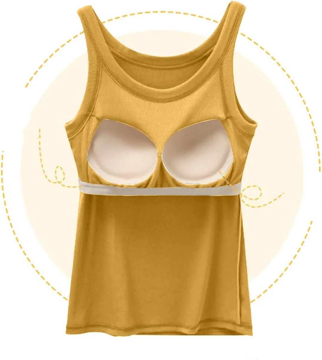 Women's Tank Top Built in Bra Sleeveless Ribbed Summer Shirts Slim Fit Basic Tees Comfy Padded Yoga Athletic Tshirts