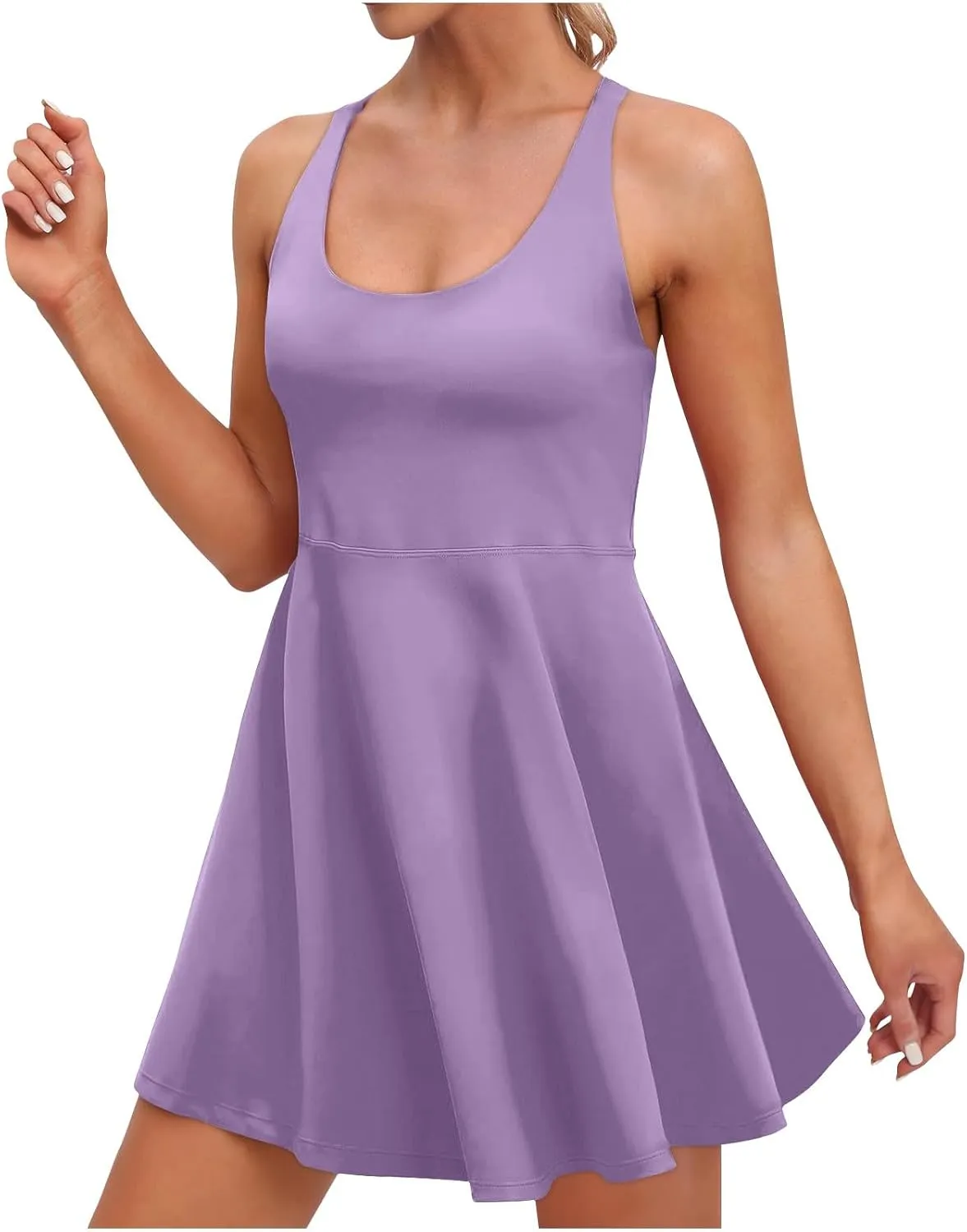 Womens Tennis Dress with Built in Shorts & Bra Adjustable Straps Athletic Workout Romper Dress Cute Mini Golf Dresses
