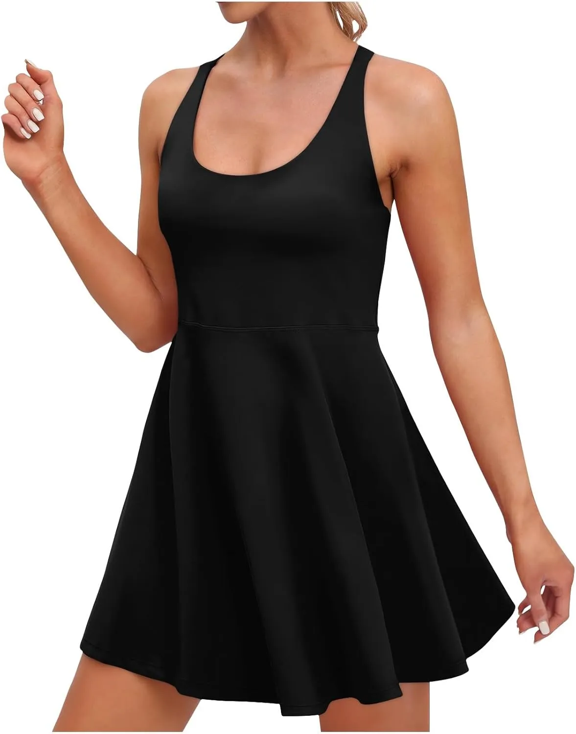 Womens Tennis Dress with Built in Shorts & Bra Adjustable Straps Athletic Workout Romper Dress Cute Mini Golf Dresses