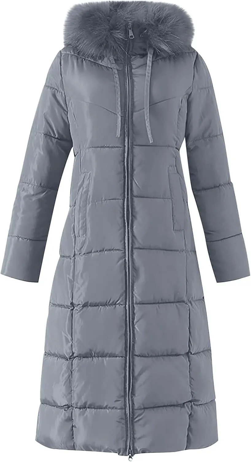 Women's Water proofLong Puffer Jacket Thickened Down Jacket Warm Winter Coat Over Knee Slim Long Down Coat