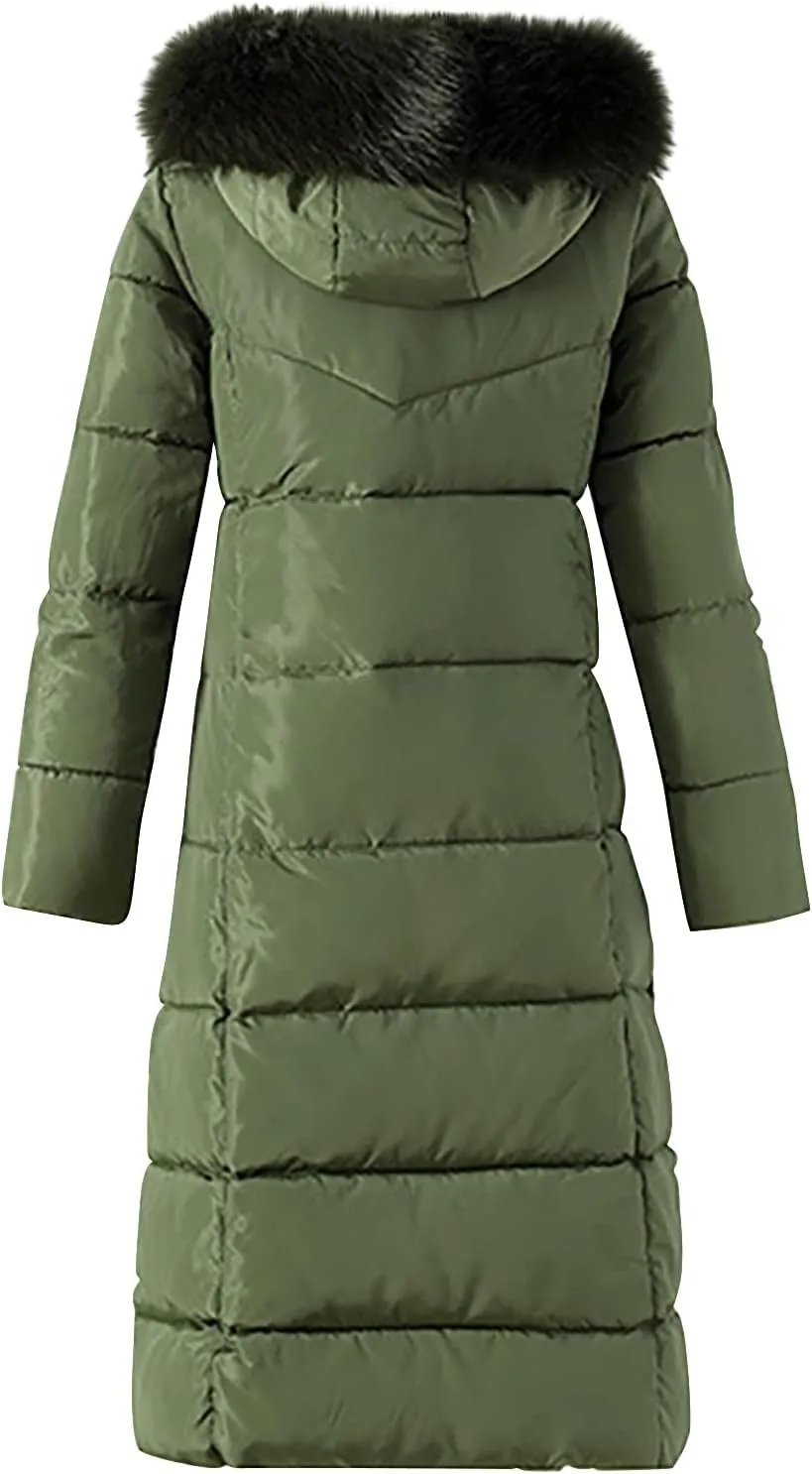 Women's Water proofLong Puffer Jacket Thickened Down Jacket Warm Winter Coat Over Knee Slim Long Down Coat