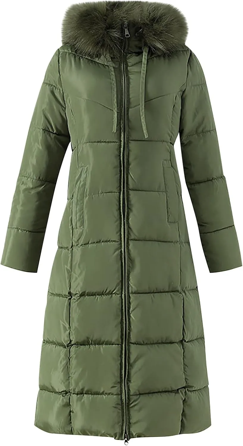 Women's Water proofLong Puffer Jacket Thickened Down Jacket Warm Winter Coat Over Knee Slim Long Down Coat