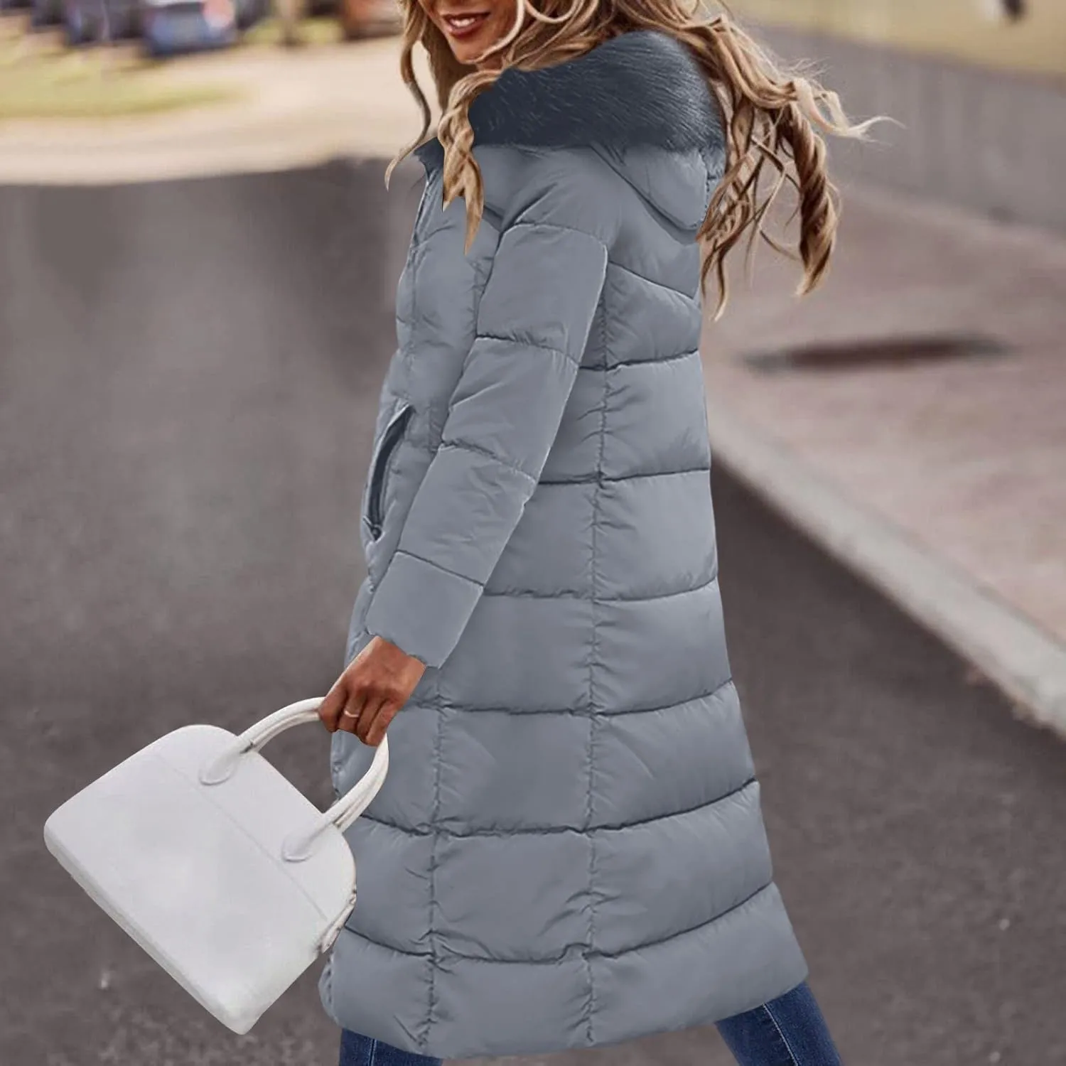 Women's Water proofLong Puffer Jacket Thickened Down Jacket Warm Winter Coat Over Knee Slim Long Down Coat