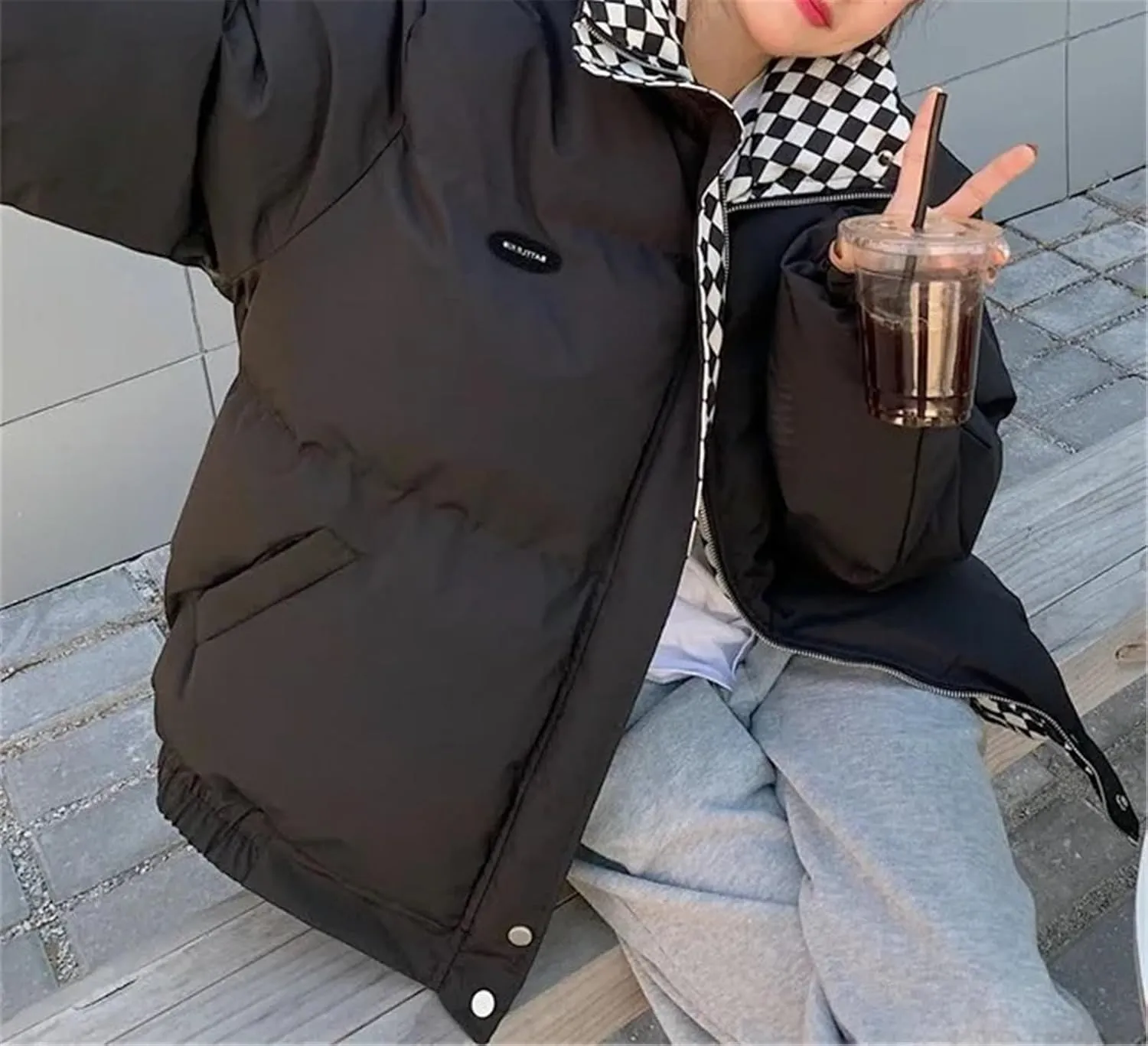 Women's Winter Down Cotton Jacket Zipper Loose Padded Coat Female Solid Thickening Warm Puffer Parkas Jackets