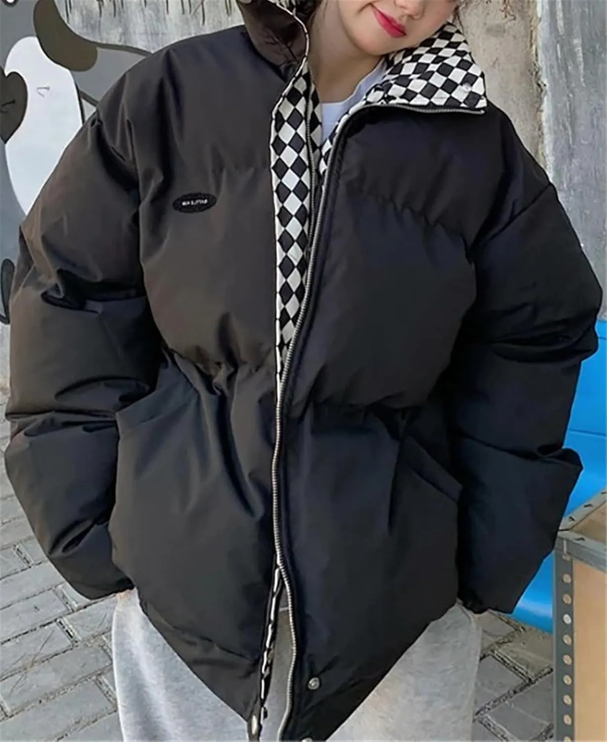 Women's Winter Down Cotton Jacket Zipper Loose Padded Coat Female Solid Thickening Warm Puffer Parkas Jackets