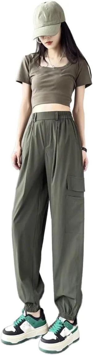 Women's Work Pants, Summer Thin High-Waisted Pants, Harem Sports Pants.