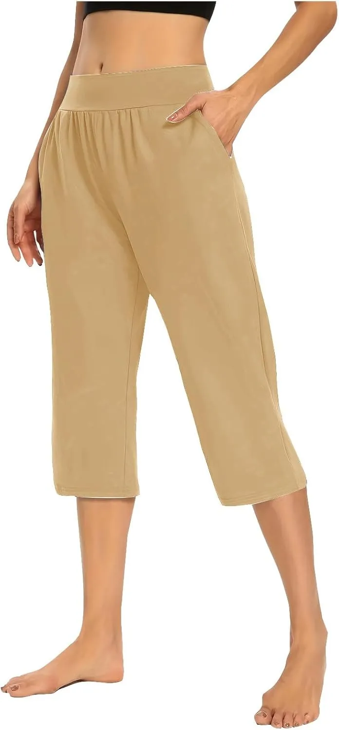 Women's Yoga Pants High Waist 2 Piece Yoga Pants Fashion Tummy Control Leggings Loose Fit Casual Work Pants