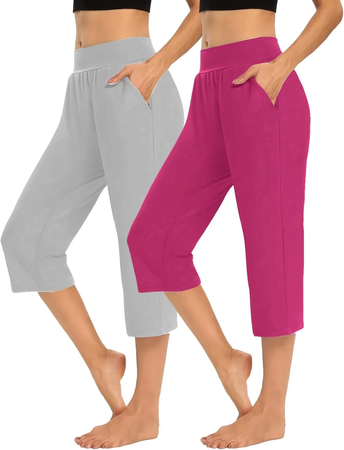 Women's Yoga Pants High Waist 2 Piece Yoga Pants Fashion Tummy Control Leggings Loose Fit Casual Work Pants