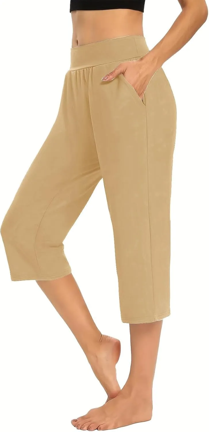 Women's Yoga Pants High Waist 2 Piece Yoga Pants Fashion Tummy Control Leggings Loose Fit Casual Work Pants