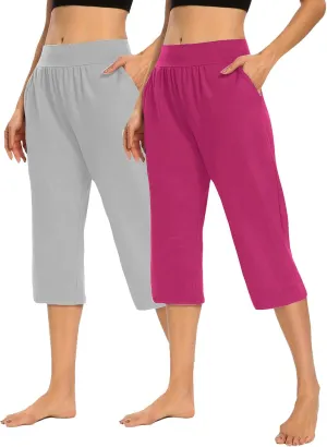 Women's Yoga Pants High Waist 2 Piece Yoga Pants Fashion Tummy Control Leggings Loose Fit Casual Work Pants
