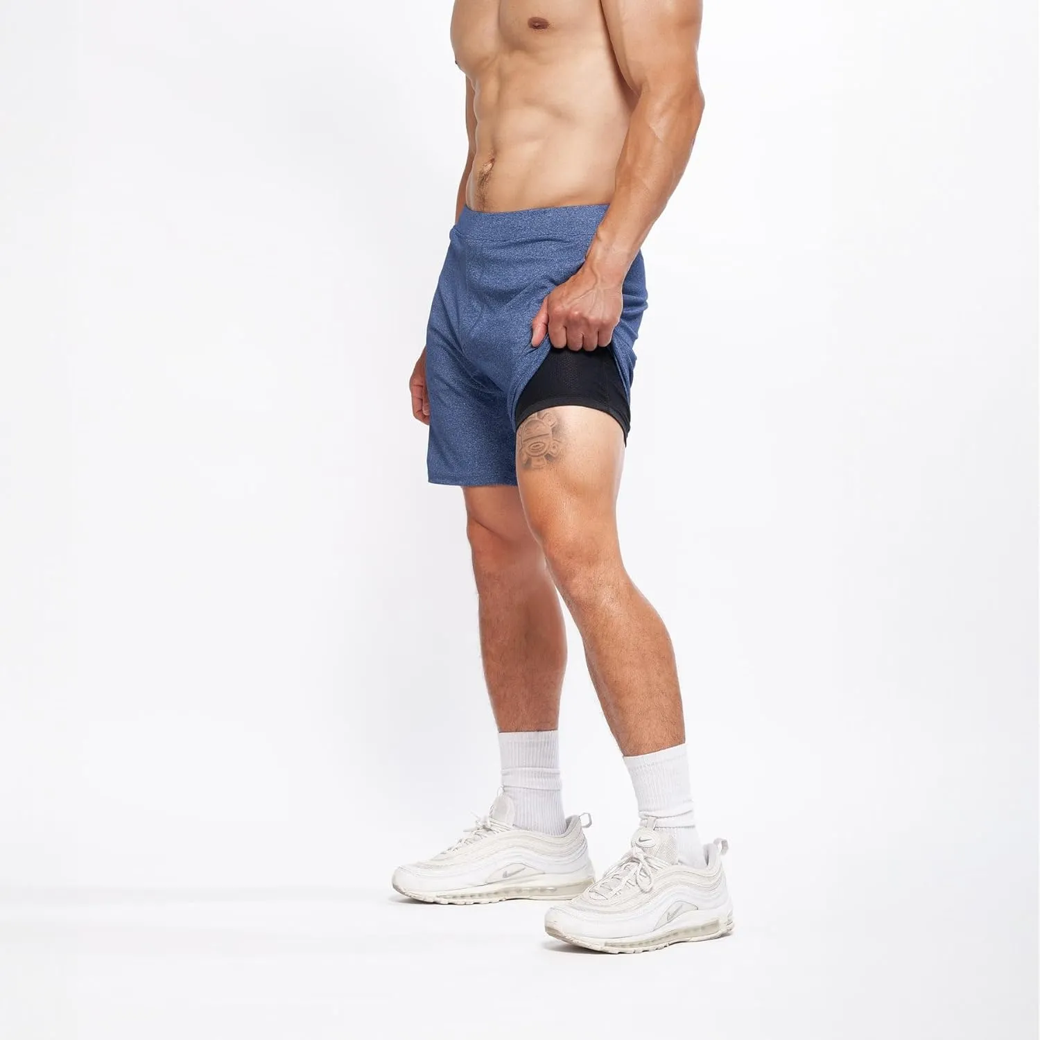 YOGA CROW Men's Swerve Yoga Training Shorts w/Non-Restrictive Inner Liner - 7" Inseam - Workout, Gym, Running, Training