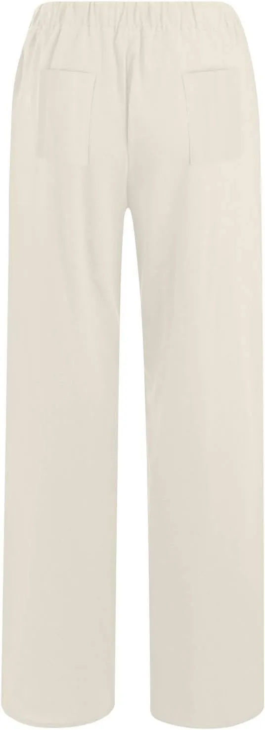 YRAETENM Cotton Linen Pants Women Summer Elastic High Waist Wide Leg Palazzo Pants Casual Loose Comfy Beach Lounge Trousers