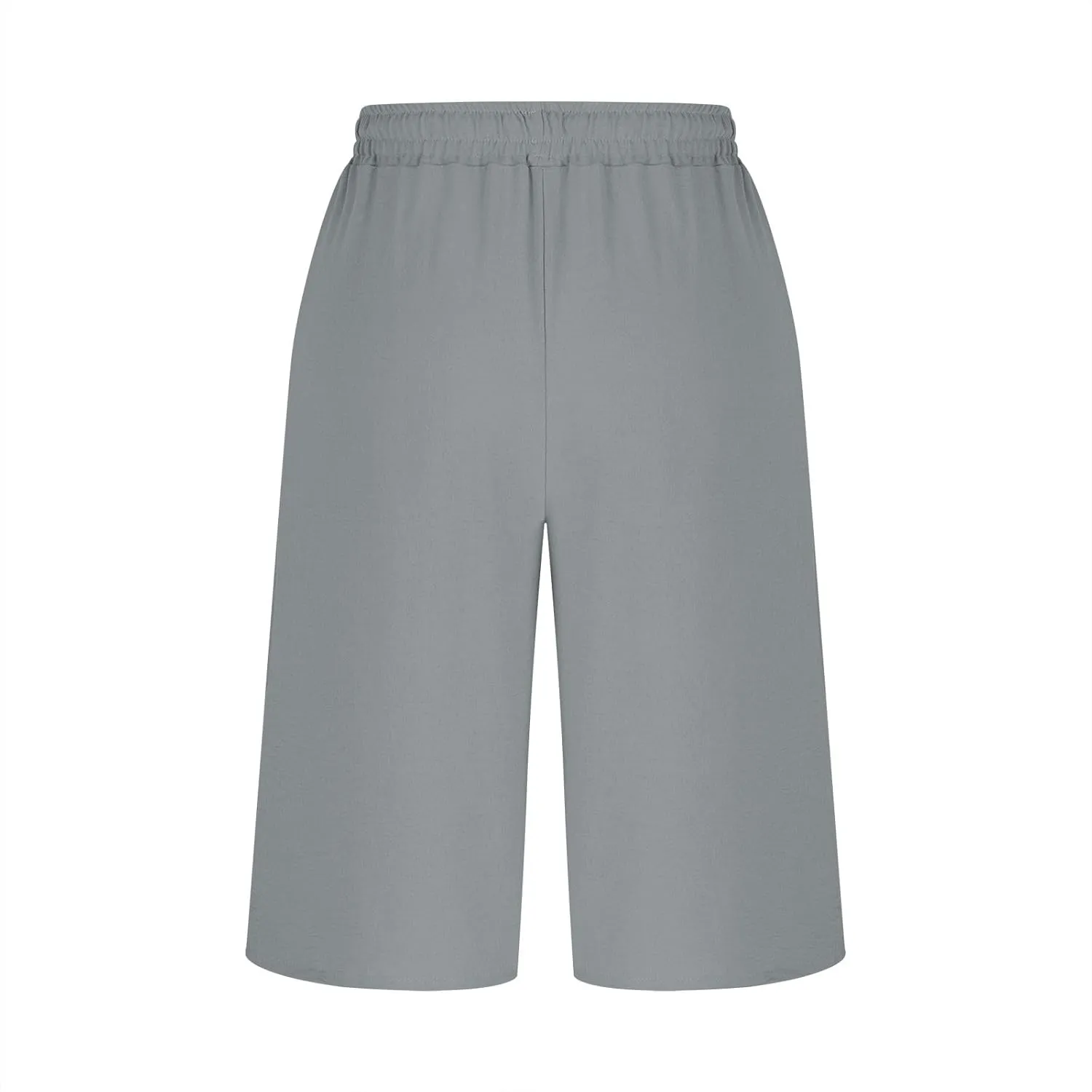 YRAETENM Plus Size Women's Linen Capri Pants Casual High Waisted Drawstring Lounge Trousers Wide Leg Capris with Pockets