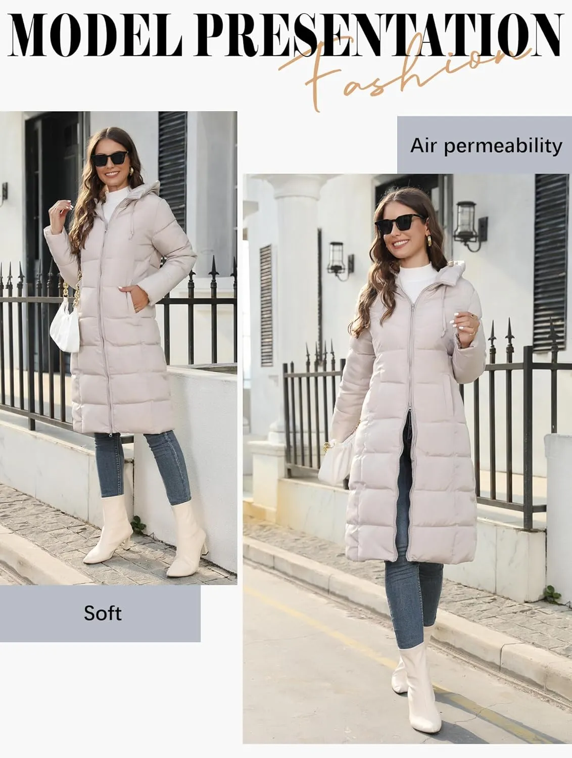 Ytfsrukp Womens Long Down Jackets Quilted Parka Hooded Zip Puffer Jacket Cotton Cover Coat Lightweight Down Winter Jacket