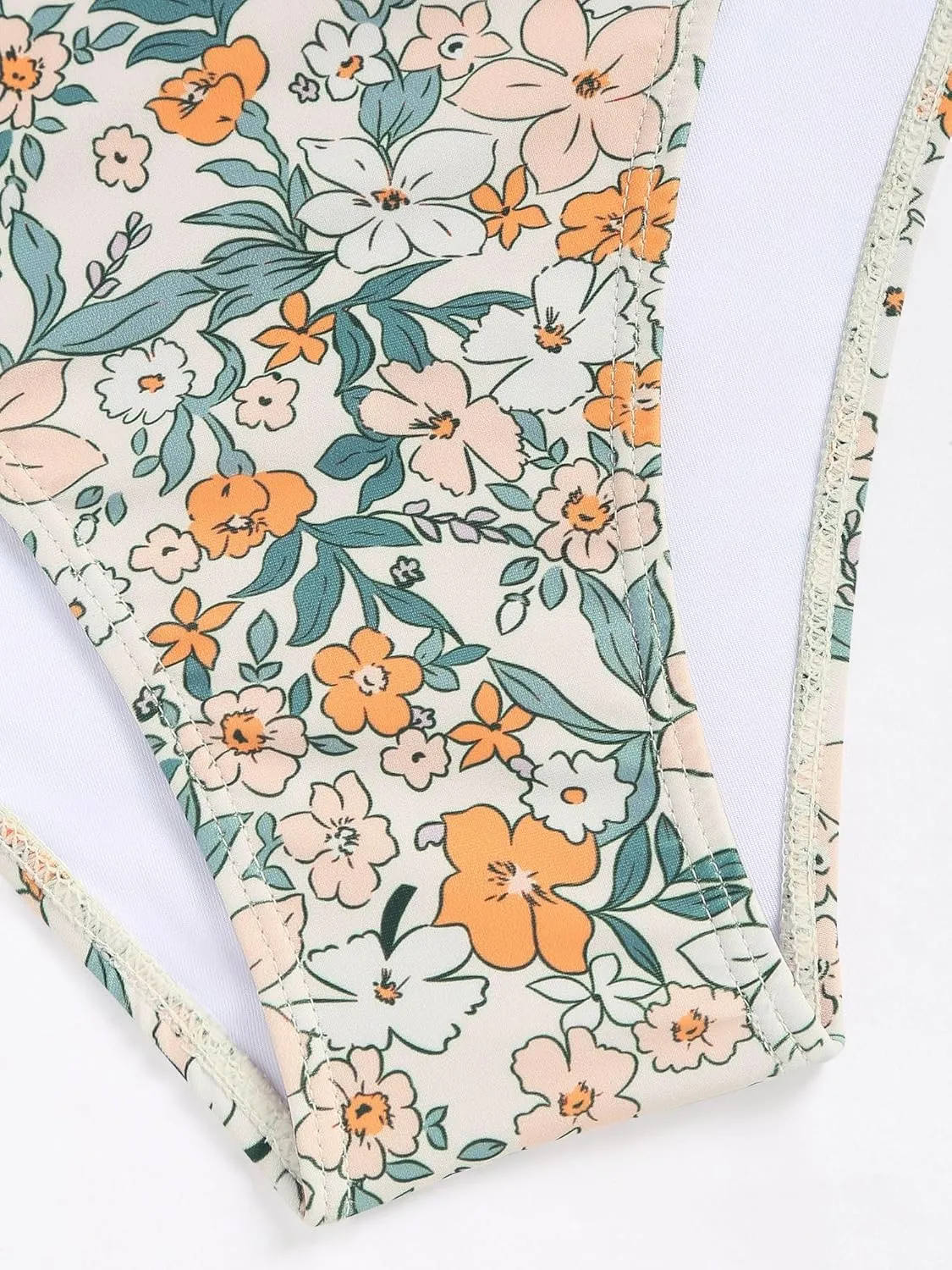 ZAFUL Women's Back tie Camisole top high Waist Panties Print Bikini Set