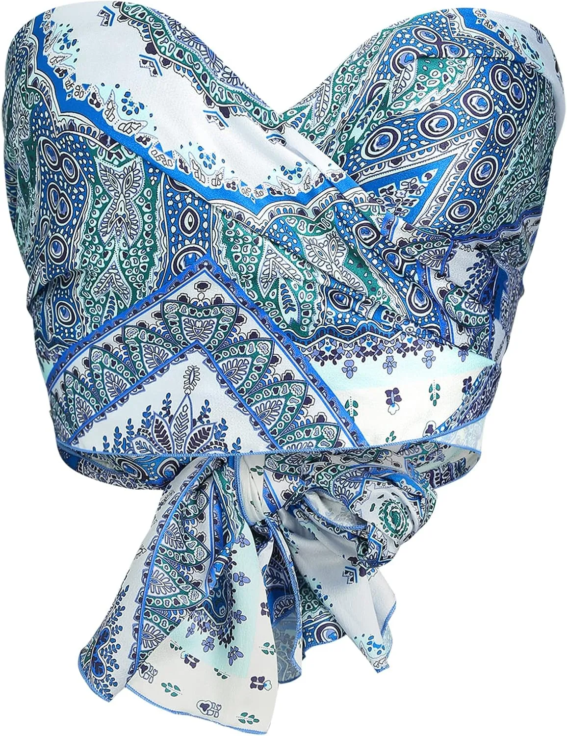 ZAFUL Women's Bohemian Bandana Criss Cross Sexy Boho Halter Wrap Crop Top