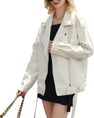 Zando Leather Jacket Women Oversized Motorcycle Biker Jacket Women Outfits Clothes for Women Bomber Jacket Faux Fall Fashion