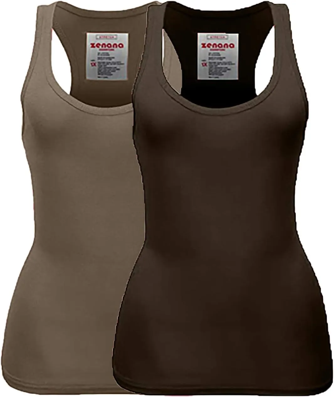 Zenana Women's Plain Solid Color Ribbed Racerback Tank Top Shirt Plus Sizes