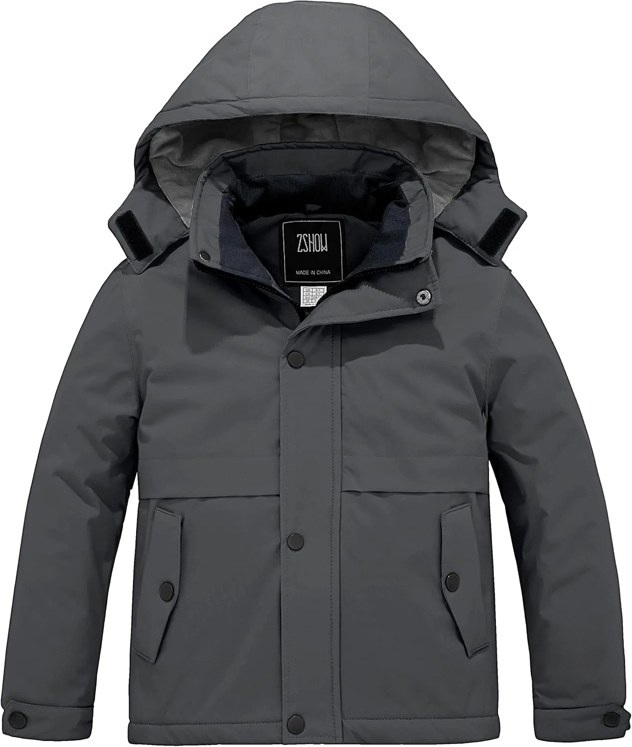 ZSHOW Boys' Waterproof Ski Jacket Hooded Fleece Lined Raincoat Warm Winter Coat